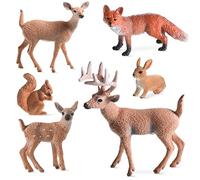 MVKLIW 6 PièCes Animaux des Bois Figurines CréAtures de la ForêT Figurines éCureuil Cerf Lapin Famille Figurines Miniatures