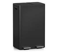 mVm Poubelle Cuisine Tri Sélectif 60L,2 x 30 L,2 Compartiments,Acier Inoxydable,Poubelle à Pédale avec Seau Intérieur,Couvercles, Poignées, Fermeture en Douceur,Hermétique Noir