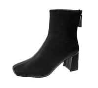 MVNB Bottines Helsea à talon haut pour femme - Élégantes - En daim - Style cowboy - Diamants étincelants - Fermeture éclair - Taille, Noir , 38.5 EU