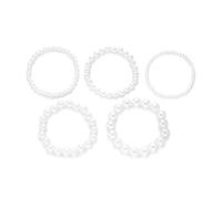 MVOLEGDE Lot de 5 bracelets de perles blanches pour femme - Élégant bracelet empilable - Pour mariée, mariage, bal de fin d'année, bijoux fantaisie - Accessoires de bijoux quotidiens