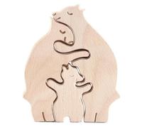 MVOSJFIE Famille d'ours moderne simple mère enfant cadeau fête des mères bricolage artisanat en bois ornements 1 pièce