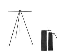 MVOSJFIE Support de rangement pour trépied noir en alliage d'aluminium pour l'extérieur, ensemble de barres transversales portables, support de pot suspendu rétractable