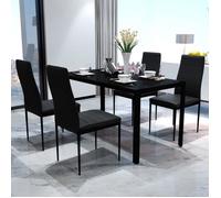 MVP - Ensemble noir de table à manger contemporain Table avec 4 chaises - cinq pièces noir FR3532