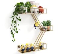 MVPSONAG Étagère murale en métal à 3 niveaux avec paniers, figurine d'action de New York, étagère murale décorative flottante rustique unique pour n'importe quelle pièce