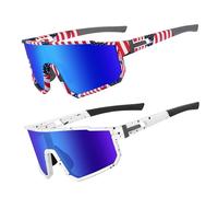 MVPTGRS Lunettes de soleil de baseball pour garçons et filles de 8 à 14 ans, monture TR90, lunettes de soleil de sport pour softball, cyclisme, baseball, golf, Drapeau bleu et bleu clair, Kids