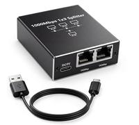 Mvthenxi Répartiteur réseau Gigabit Ethernet 1 vers 2, 1000 Mbit/s double port RJ45, compatible avec les câbles de routeur/PC/TV/console de jeu Cat6/Cat7 (noir, 1 à 3)
