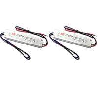 MW MEAN WELL - Transformateur LED 24 V, 0,75 A, 18 W, IP67 (Lot de 2)