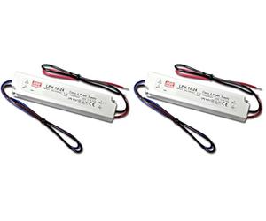 MW MEAN WELL - Transformateur LED 24 V, 0,75 A, 18 W, IP67 (Lot de 2)