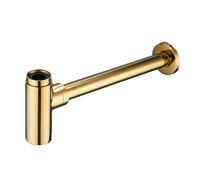 MWAHJU Bottle Trap Brass Round Siphon Rubbed Bronze Bathroom Vanity Basin Pipe Waste with Pop Up Drain for ÉVier(Gold 1)