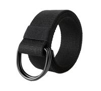MWAHJU Ceinture à Double boucle en Nylon for hommes, 2 pièces, ceinture toile tissée quotidienne avec réglable et allongée Pour Les Voyages(Black)