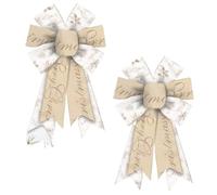 MWAHJU Lot de 10 nœuds Noël Beiges et Blancs en Forme Flocons Neige, à décorer avec du Fil Fer, for Sapin ou Porte d'entrée pour DéCoration