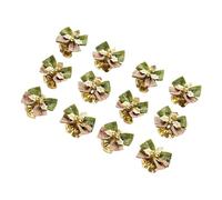 MWAHJU Lot de 12 nœuds Noël avec clochettes, Style Vintage, en Toile Jute, for décorer Le Sapin et emballer Les Cadeaux pour DéCoration(Double Spelled Gold)