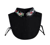 MWAHJU Lot de 2 blouses à col amovible et faux, avec broderie florale, demi-chemise for femme Pour Femme(Type b)