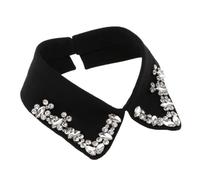 MWAHJU Lot de 2 chemises à faux col uni for femme, cols amovibles, revers perlés en imitation mousseline Pour Femme(Type b)