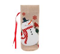 MWAHJU Lot de 2 Housses Bouteille vin élégantes en Toile Jute brodée for Noël, décorations festives for Votre Collection vins pour FêTe(Style02)