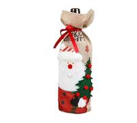 MWAHJU Lot de 2 Housses Bouteille vin élégantes en Toile Jute brodée for Noël, décorations festives for Votre Collection vins pour FêTe(Style03)