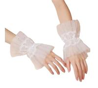 MWAHJU Lot de 2 paires fausses manches décoratives à volants for chemisiers, pulls, manchettes, extensions en dentelle for femmes Pour Homme(White 1)