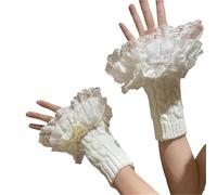 MWAHJU Lot de 3 paires manchettes élastiques à volants et dentelle florale for pull Pour Homme(White)