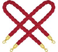 MWAYOYTE Corde de contrôle des foules, barrières de File d'attente, Cordes de contrôle des visiteurs/trafic avec Crochets dorés, Cordes tressées en Chanvre pour événements de Mariage et Tapis Rouge