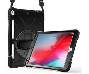 MWB Coque Securit Rotative Protection iPad Pro 10,5 Pouces Angles Renforcés Bandoulière Poignée Support Stylet Compatible iPAd 10.5 - Noir