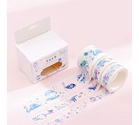 MWBLN Ruban Washi,3pcs ensemble de ruban adhésif en papier aquarelle, fleur de cerisier baleine, bandes de masquage adhésives ciel étoilé, pour bricolage décoration autocollants Journal Underwaterwo