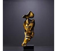 MWBLN Statue de Sculpture,Accessoires de décoration de la Maison Le Silence est des Statues en Or, pour la décoration Statue de Visage Humain Sculpture Abstraite décor Africain à la Maison C