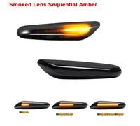 MWCMAMBG Clignotants Dynamiques 2 Pièces Led Marqueur Latéral Dynamique Clignotant Séquentiel Clignotant Pour E90 E91 E92 E93 E60 E87 E82 E46 Sans Erreur(Smoked Lens Amber)