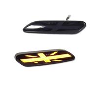 MWCMAMBG Clignotants Dynamiques Pour MINI Pour COOPER R60 R61 Défilement Dynamique Clignotant Union Jack Logo LED Marqueur Latéral Indicateur Lampe Clignotant Garde-boue Lumière(Smoked Lens)