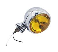 MWCMAMBG Plaque Phare Phare Avant Universel Chromé Pour Moto, 1 Pièce, 3,54 Pouces, Auxiliaire Antibrouillard Jaune