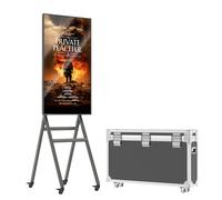 MWE Affichage numérique mobile de 109,2 cm avec étui de vol, kiosque d'affichage publicitaire portable UHD pour cabine photo vidéo par miroir d'écran de série (écran tactile, métallique, 109,2 cm)