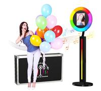 MWE Photobooth Machine avec Flightcase, Logiciel D'assistance et Télécommande, Convient pour Les Fêtes, Mariages, Industrie de la Location, Youtube, Video, Tiktok Live (Noir, Barre Lumineuse)