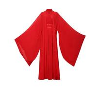 MWENGUALJ Traditions chinoises féminines Style Hanfu: Robe à col croix rouge avec manches florissantes pour la danse, le cosplay et les événements culturels (Set de tunique et de jupe)