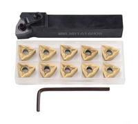 MWLNR1616H08 Outil de tournage de tour avec support, 10 inserts en carbure WNMG080408 Modèle WNMG432 et clé pour un usinage durable et précis de l'acier