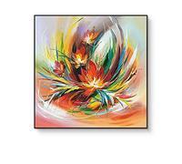 MWMG Tableau Peinture Huile sur Toile,Creative Blooming Fleurs Colorées Feuille Grande Peinture À l'huile Art Moderne Abstrait Oeuvre Toile Mur Art Peintures Salon Chambre Décor À La Maison Phot