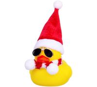 Mwmoeen Canard en caoutchouc de Noël Décoration de voiture, canard jaune ornement tableau de bord de voiture, chapeau de Noël, écharpe lunettes de soleil pour décoration de Noël, décorations