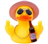 Mwmoeen Canard en Caoutchouc pour Tableau de Bord de Voiture - Décorations de Canard pour Voiture - Ornements avec Chapeau Haut-de-Forme et Lunettes de Soleil - Jolie Décoration pour Voiture