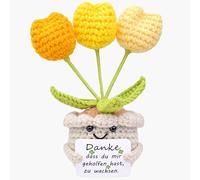 Mwmoeen Pocket Hug Myosotis Fleurs faites à la main Porte-bonheur au crochet Meilleure amie Petit cadeau pour amis collègues