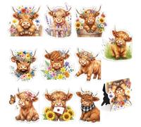 MWOOT 10 PCS Marque-pages Magnétiques Vache Highland, Signet Magnétique Couronne Fleurs Magnet Bookmarks, Clips de Livre Créatifs pour Enfants Étudiants Lecteurs, Fournitures de Lecture