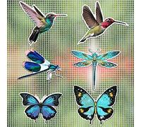 MWOOT 12 Pièce Porte Moustiquaire Décoratif Screen Magnets Decal,Libellule Papillon Colibri Aimant DéCoratif Double Face Pour éCran,Vivid Screen Magnet Enfant Animaux Domestiques Protection (6 Style)