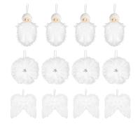 MWOOT 12 Plumes Blanches Décorations de Noël, Aile d'ange étoile Ange Souriant Suspendre Hanging Ornaments pour DIY Arbre de Noël