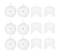 MWOOT 12 Plumes Blanches Décorations de Noël, Aile d'ange étoile Suspendre Hanging Ornaments pour DIY Arbre de Noël