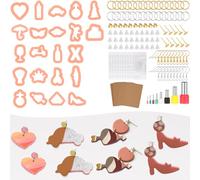 MWOOT 140 Pièces Coupeur Argile Polymère pour Boucles d'oreilles, 22 PCS Emporte-pièces en Argile Polymère Plastique avec Crochets de Boucles d'oreilles en Kit pour la Fabrication de Bijoux