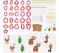 MWOOT 144 Pièces Coupeur Argile Polymère de Noël pour Boucles d'oreilles, 26 PCS Emporte-pièces en Argile Polymère Plastique avec Crochets de Boucles d'oreilles en Kit pour la Fabrication de Bijoux