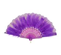 MWOOT 1920s Éventail Plume Fleur Brodée, Marabou Handheld Fan, Vintage Ventilateur Halloween Danse Show Tea Party Costume Décoration - Violet