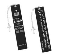 MWOOT 2 Pièces Marque Page Chrétien Inspirant, Versets de la Bible Marque-Pages avec Croix, Cadeaux Religieux pour Femmes Hommes Amoureux des Livres, Signet en Métal pour la Lecture de la Bible