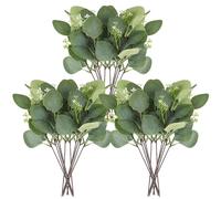 MWOOT 20 Pièces Eucalyptus Artificiel, Fausse Branche de Feuilles Eucalyptus pour Centres de Table, Feuilles Eucalyptus Artificielles pour Bouquet de Mariage Vase Jardin Maison Décoration