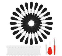 MWOOT 24 Echevettes Fils à Broderie avec 10 Bobines de Fil,Fil pour Point de Croix pour Broderie Point de Croix Tricotage Bracelets Brésiliens Fils à Coudre des Outils Accessoires (Noir)