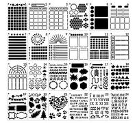MWOOT 24 Pièces Bullet Journal Pochoir Dessin Peinture Set, Pochoir de Dessin en Plastique Gabarits pour Enfant l'apprentissage de la Peinture,Cahier,Journal, Scrapbooking(12.7x17.8CM)