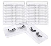 MWOOT 24 Pièces Support de Plateau de Cils Transparent, Rangement Cils Support de Conteneur de Boîte pour Boîte d'Emballage de Faux Cils Étui de Rangement