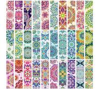MWOOT 30 Lot Marque Pages Papier Art Mandala, Kit Double-Face Paper Bookmark Accessoires Livre pour Lecture, Original Signets Papier Fleur Style Cadeau pour Élèves Maitresse Fille Femme(15 * 4cm)